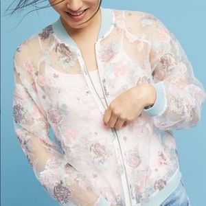 Maeve See Through Floral Bomber Jacket